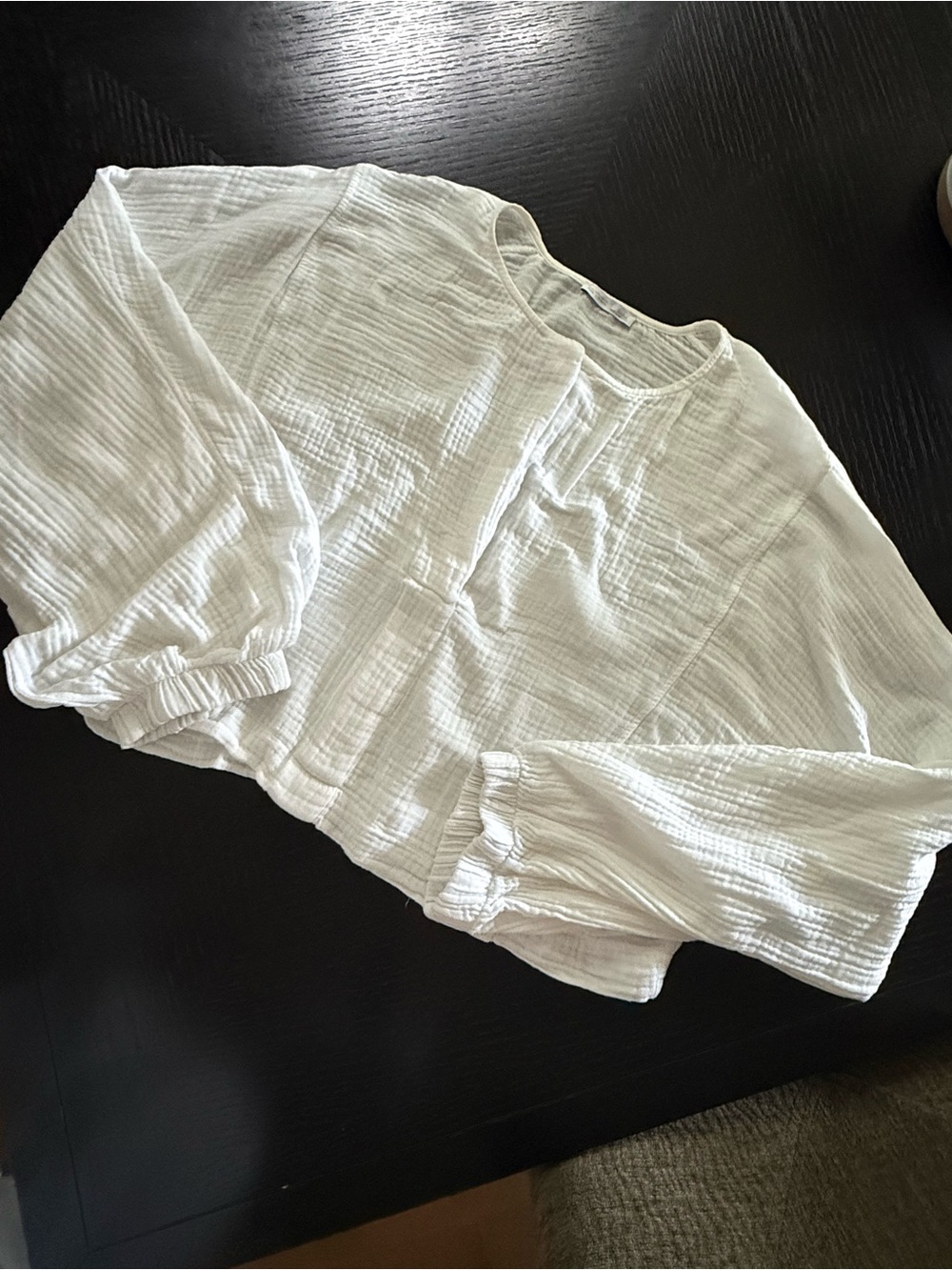 Zara Cream Gauze Button-Front Blouse